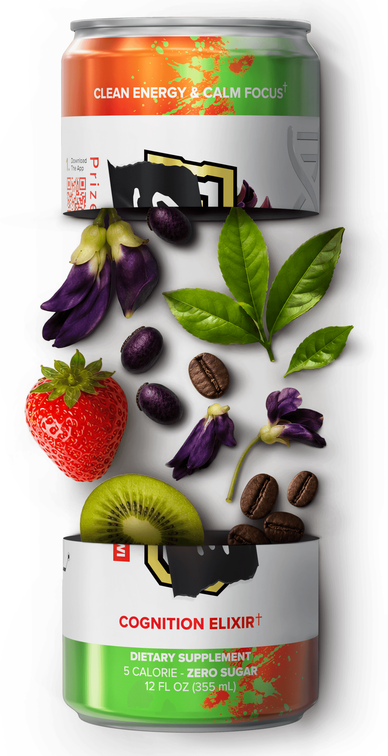 Secret Juice — exploded ingredient render